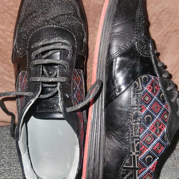 Franco Cuadra Designer Mens Casual Sneaker Shoe Monogram Red Black Sz 30 / 11 - Picture 1 of 12